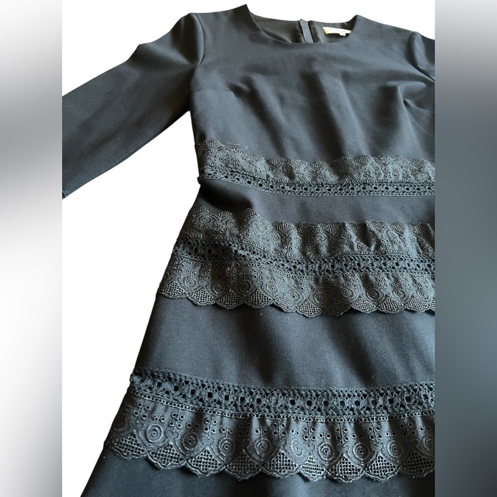 KOBI HALPERIN Preslie Black Lace Detail Bell Sleeve Cocktail Luxury Dress Sz S - Picture 7 of 11